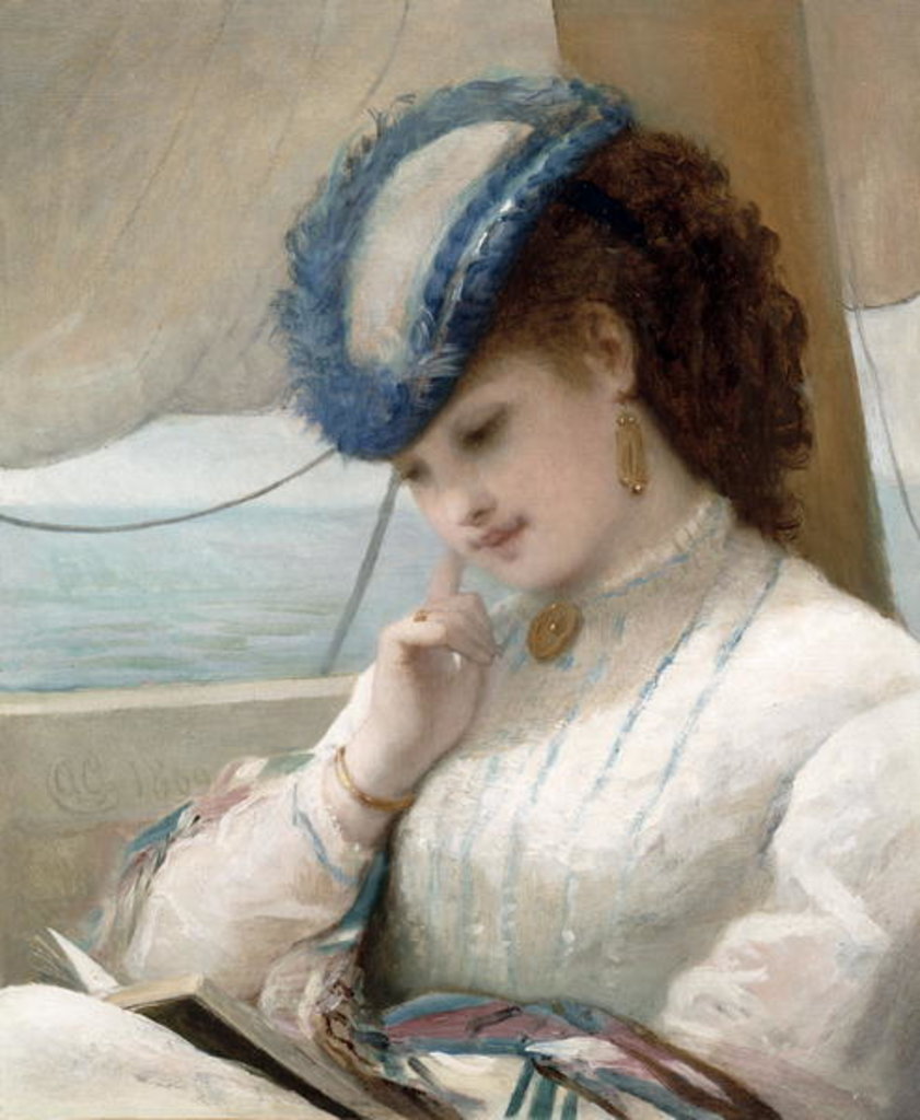 Detail of A Girl Reading in a Sailing Boat, 1869 by Alfred Chantrey Corbould