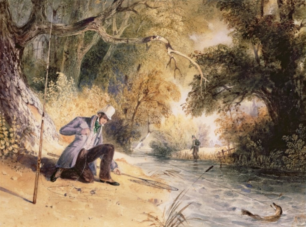 Detail of Pike Fishing, Landing a Jack, c.1839 by Newton Fielding