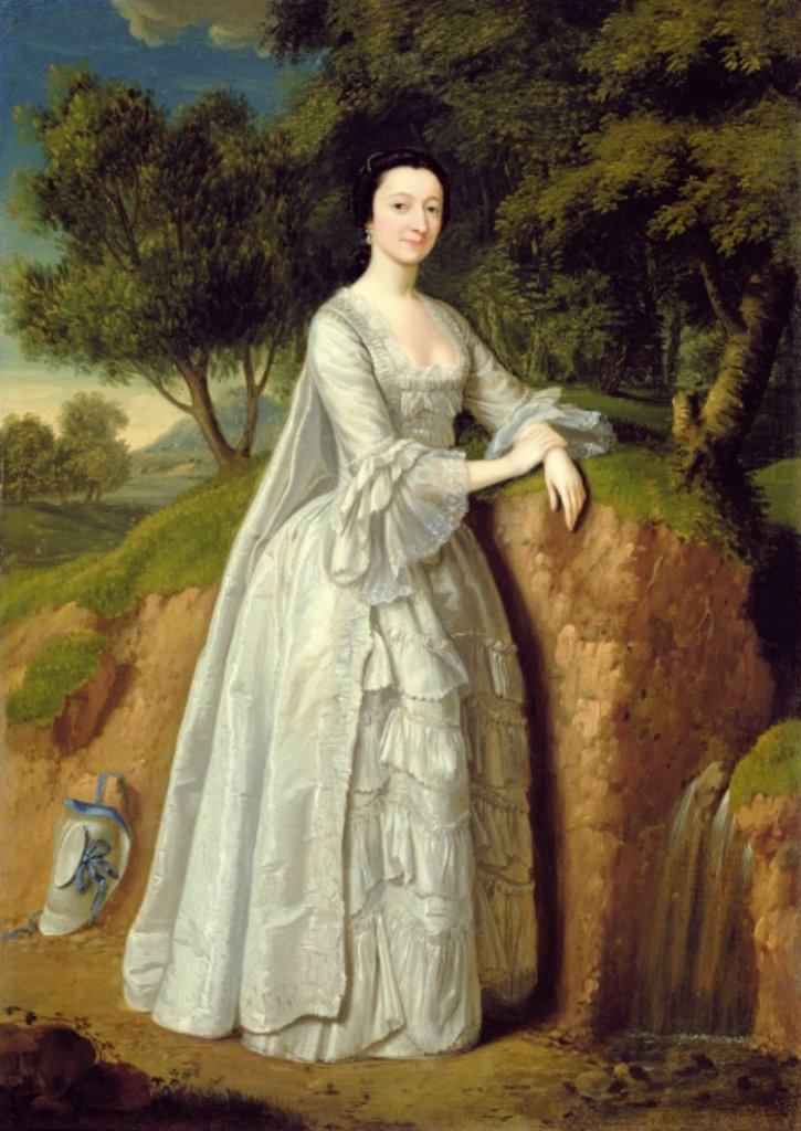 Detail of Elizabeth Montague standing in a Wooded Landscape, c.1750 by Edward Haytley