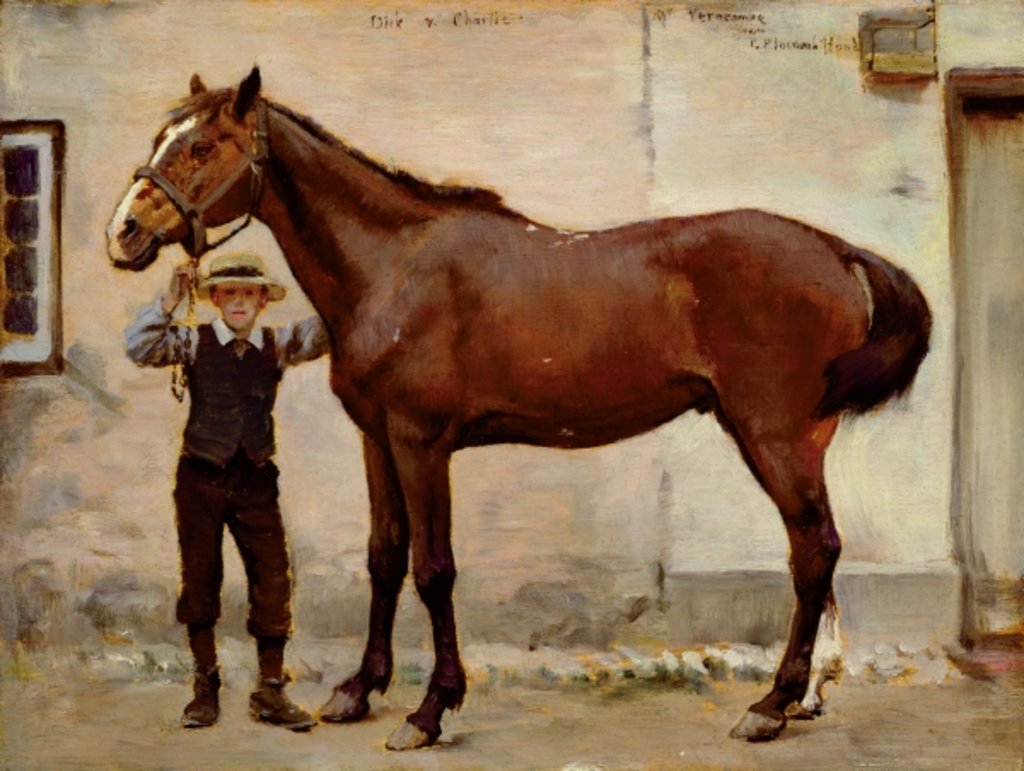 Detail of Dick and 'Charlie' at Wherwell Priory by George Percy Jacomb-Hood