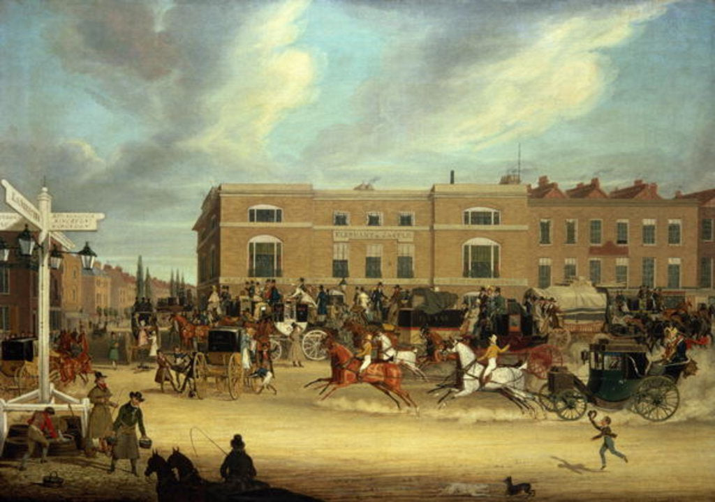 Detail of The Elephant and Castle on the Brighton Road, 1826 by James Pollard