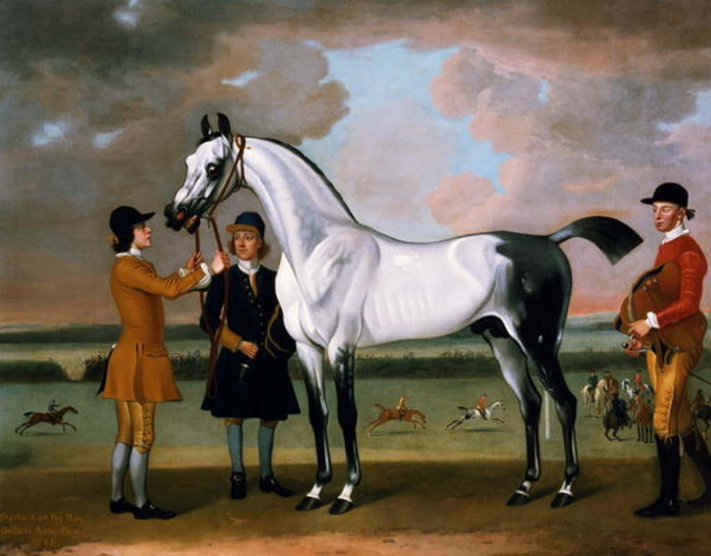 Detail of The Duke of Bolton's 'Starling' with a jockey and groom at Newmarket, 1734 by Thomas Spencer