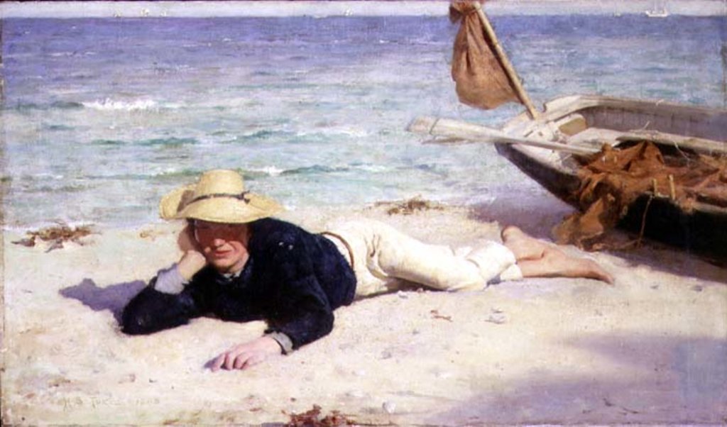 Detail of A Hot Summer Day, 1885 by Henry Scott Tuke