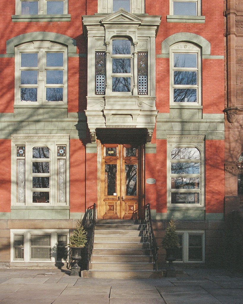Detail of Beautiful house along Washington Park in Troy, New York, USA by Jon Bilous