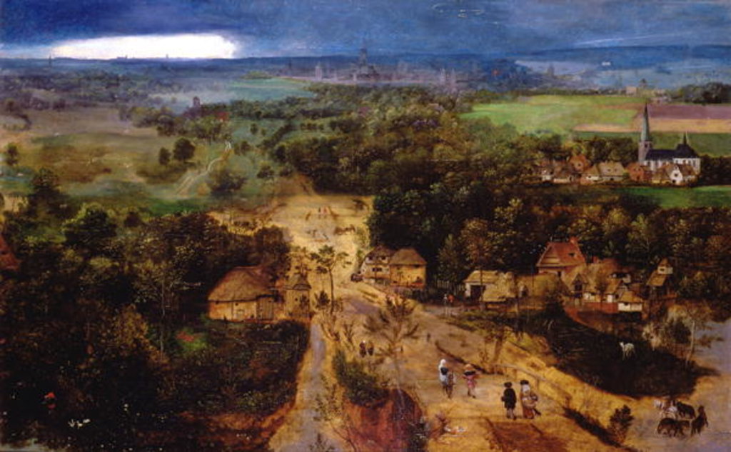 Detail of Landscape with the flight into Egypt, c.1530 by Jan van Amstel