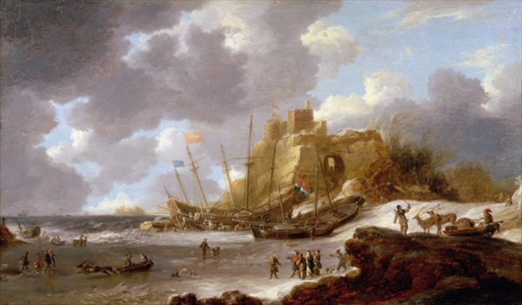 Detail of Norwegian coastal scene by Jan Peeters