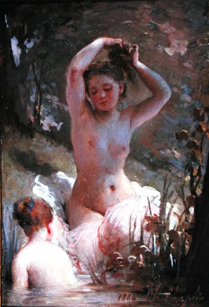 Detail of Two Girls Bathing, 1864 by Charles Joshua Chaplin