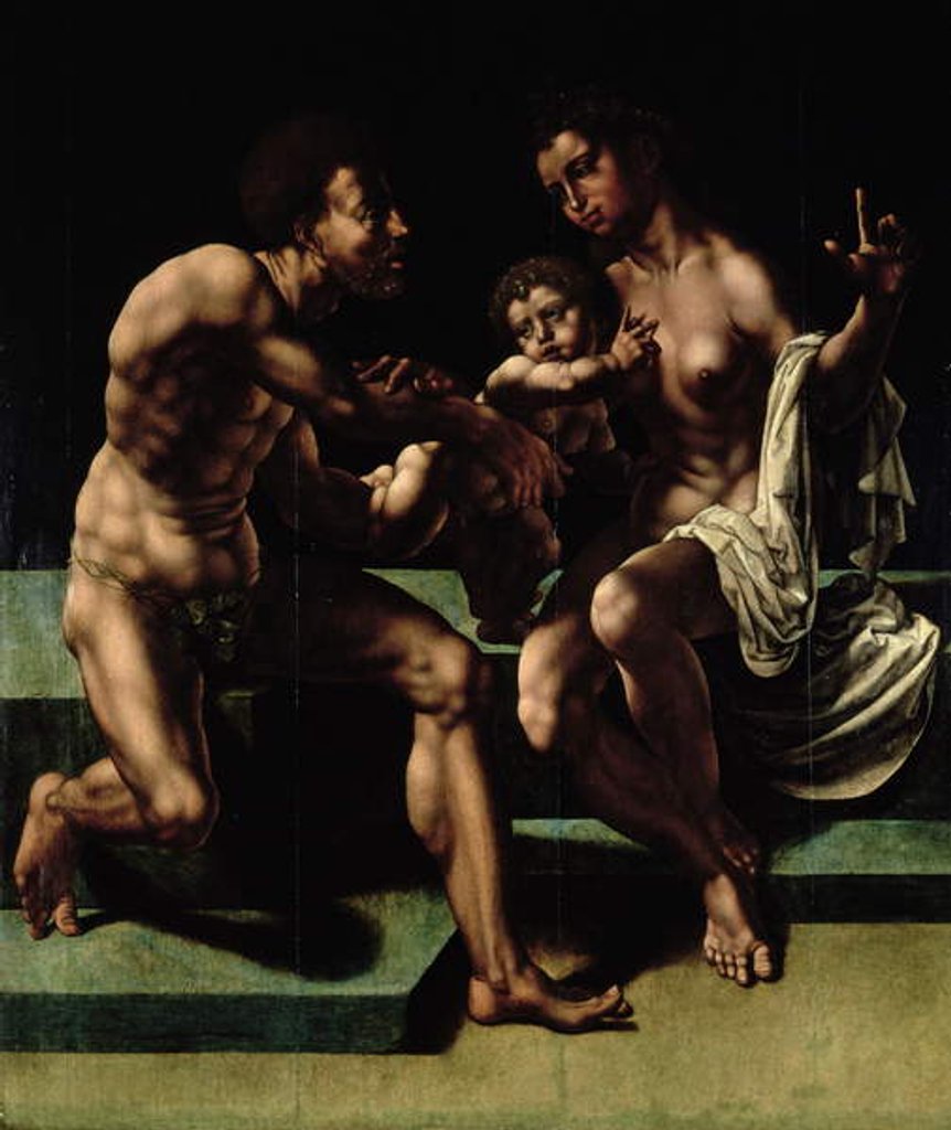 Detail of Cybele beseeching Saturn to spare her Child by Jan Gossaert