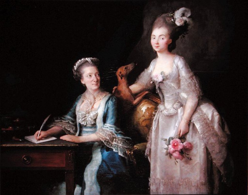 Detail of Portrait of an elderly lady with her daughter by Anne Vallayer-Coster