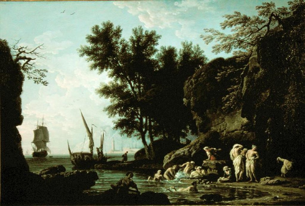 Detail of Nymphs bathing in the morning by Claude Joseph Vernet