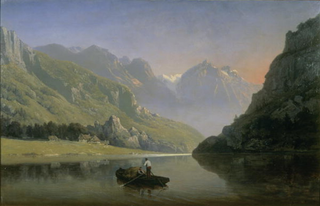 Detail of Souvenir of Savoy; Sunrise in the Mountains by Josephine Bowes