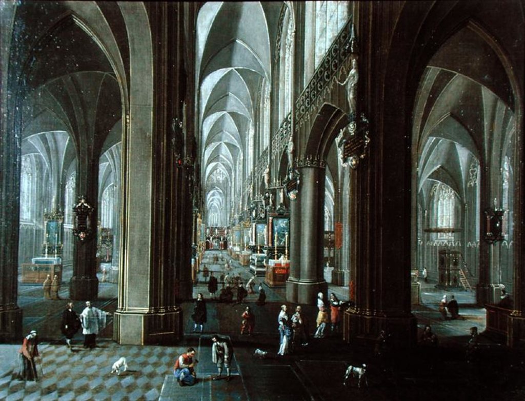 Detail of Interior of The Cathedral of Our Lady of Antwerp by Pieter the Elder Neeffs