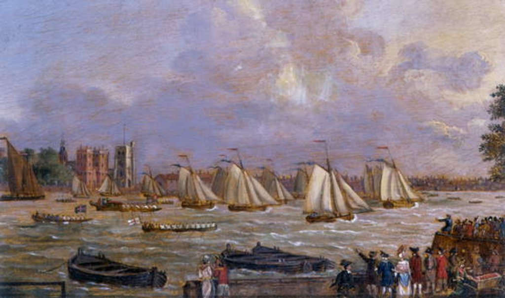 Detail of Yachts of the Cumberland Fleet racing off Lambeth Palace, 1775 by English School