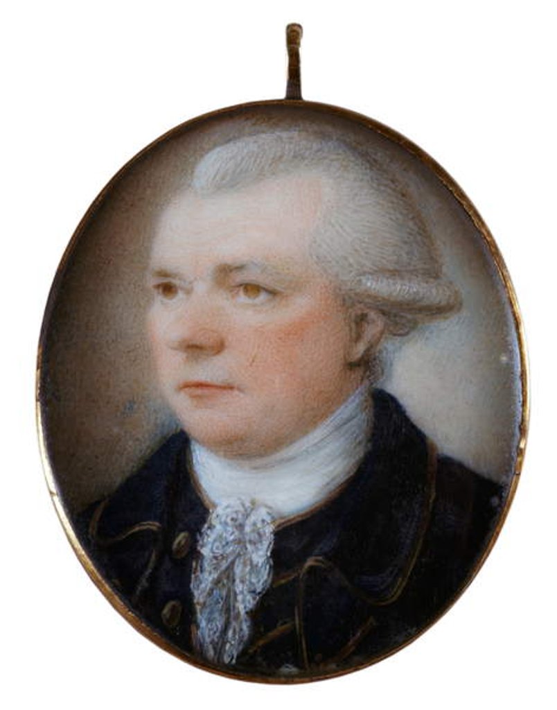 Detail of Miniature portrait of Captain John Coxon by Unknown artist