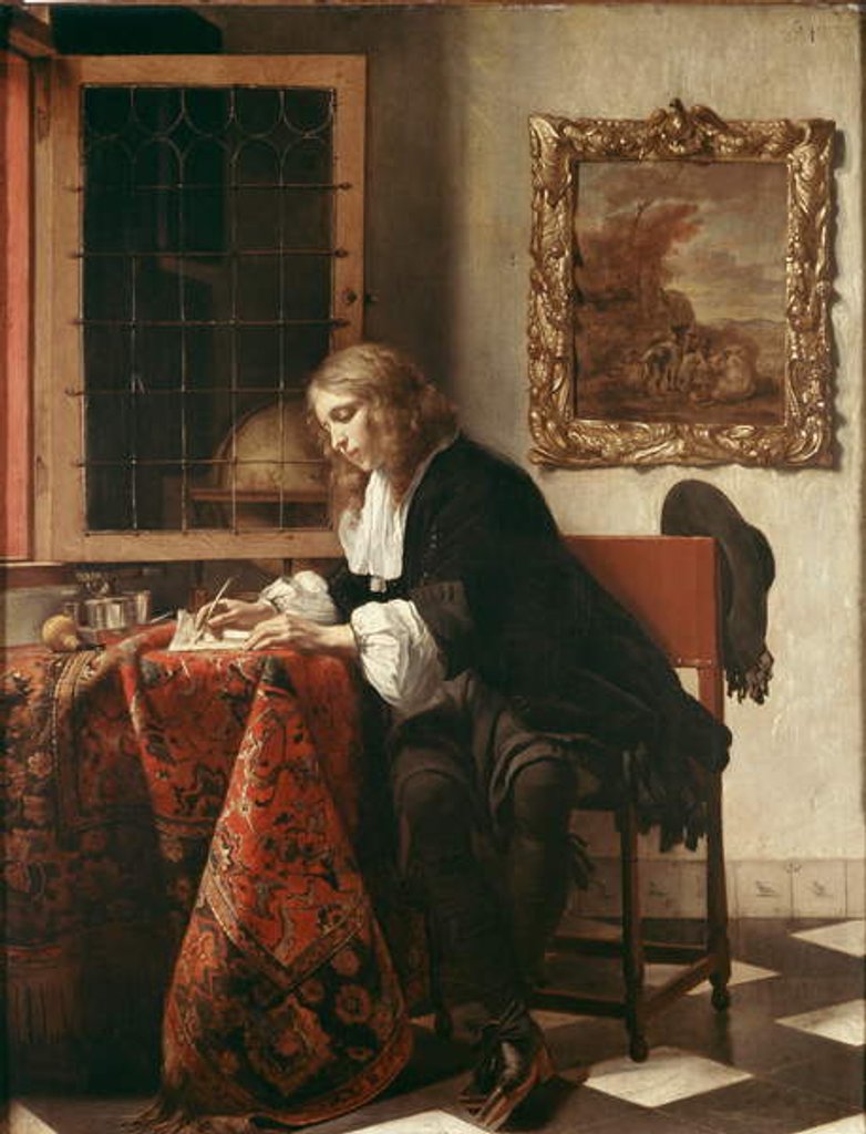 Detail of Man Writing a Letter by Gabriel Metsu