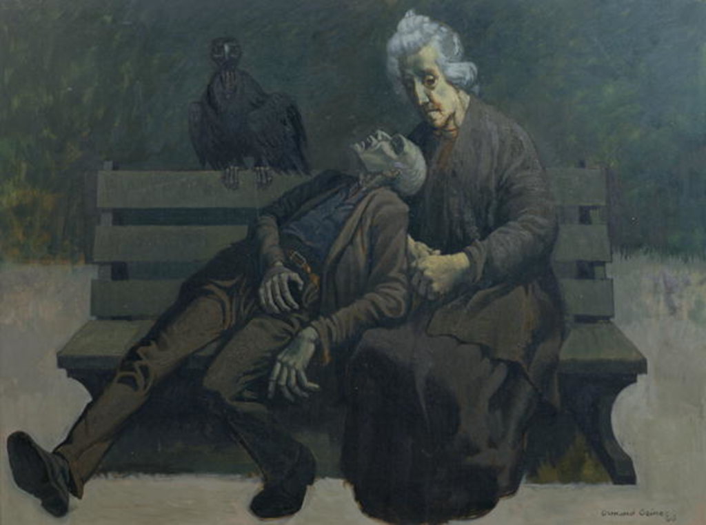 Detail of A Bench in Paris, 1960 by Osmund Caine