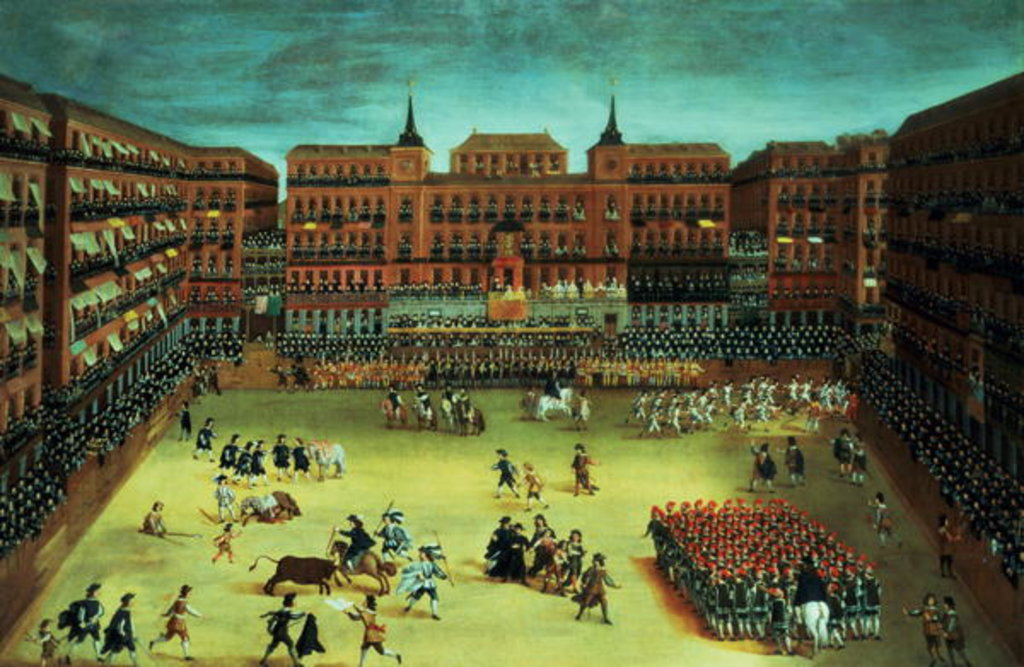 Detail of Panorama of a fiesta in the Plaza Mayor in Madrid by Spanish School