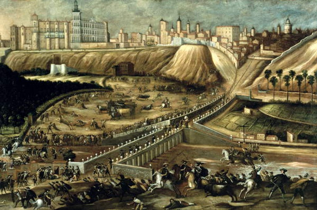 Detail of View of the Royal Palace and the Bridge of Segovia, Madrid by Spanish School