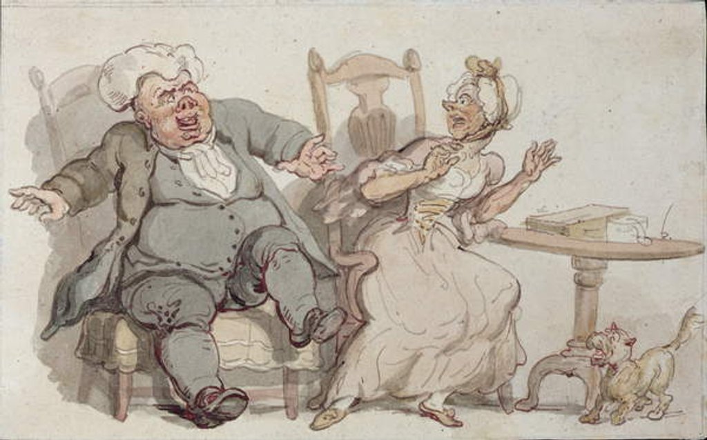 Detail of An Old Woman and her Dog Startled by Male Company by Thomas Rowlandson