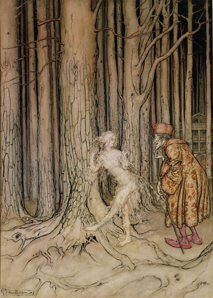 Detail of At last she met the bridegroom who was slowly coming back by Arthur Rackham