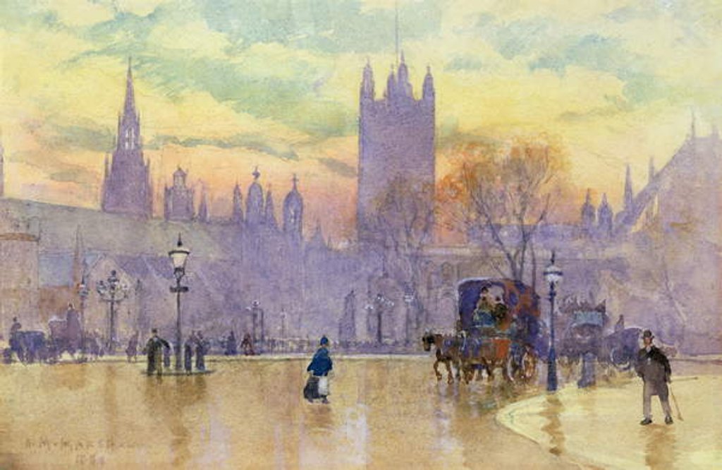 Detail of Parliament Square at Dusk, 1889 by Herbert Menzies Marshall