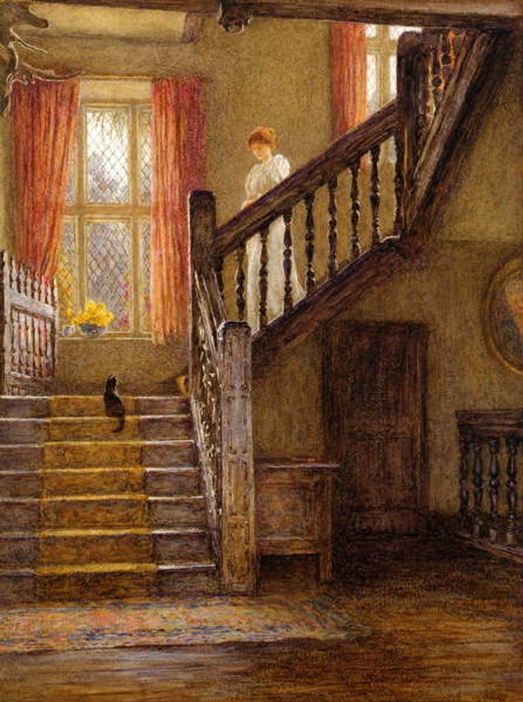 Detail of The Staircase, Whittington Court, Gloucestershire by Helen Allingham