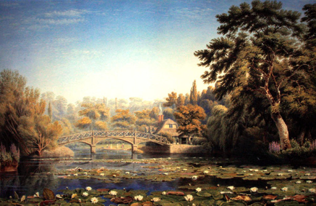 Detail of Nuneham Courtenay rustic bridge and cottage, near Abingdon by William Turner