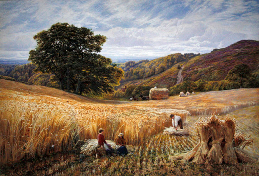 Detail of Harvest time near Holmbury Hill, Surrey, 1865 by George Vicat Cole