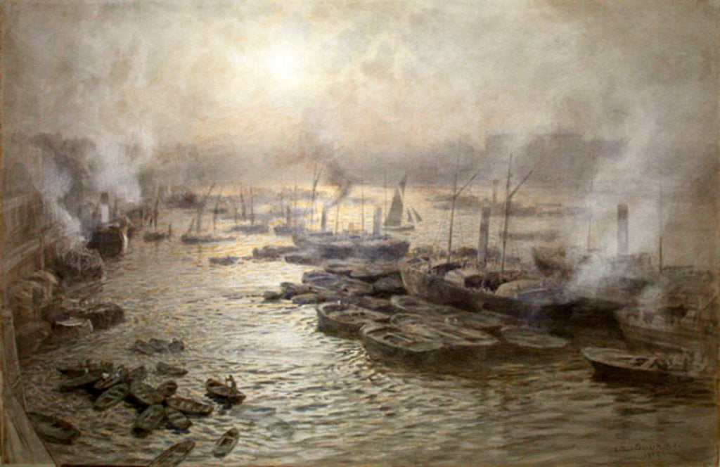 Detail of Winter Sunset, Westminster, 1902 by Joseph Arthur Palliser Severn