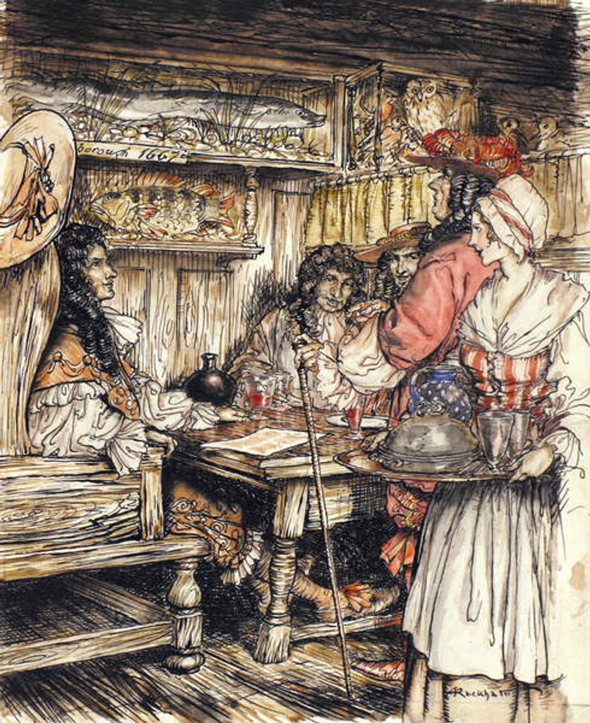 Detail of Go and see at one of the coffee houses in King Street in Westminster by Arthur Rackham