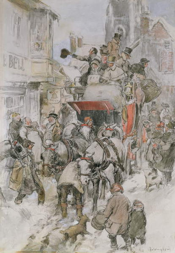 Detail of The Christmas Stagecoach by George Wright