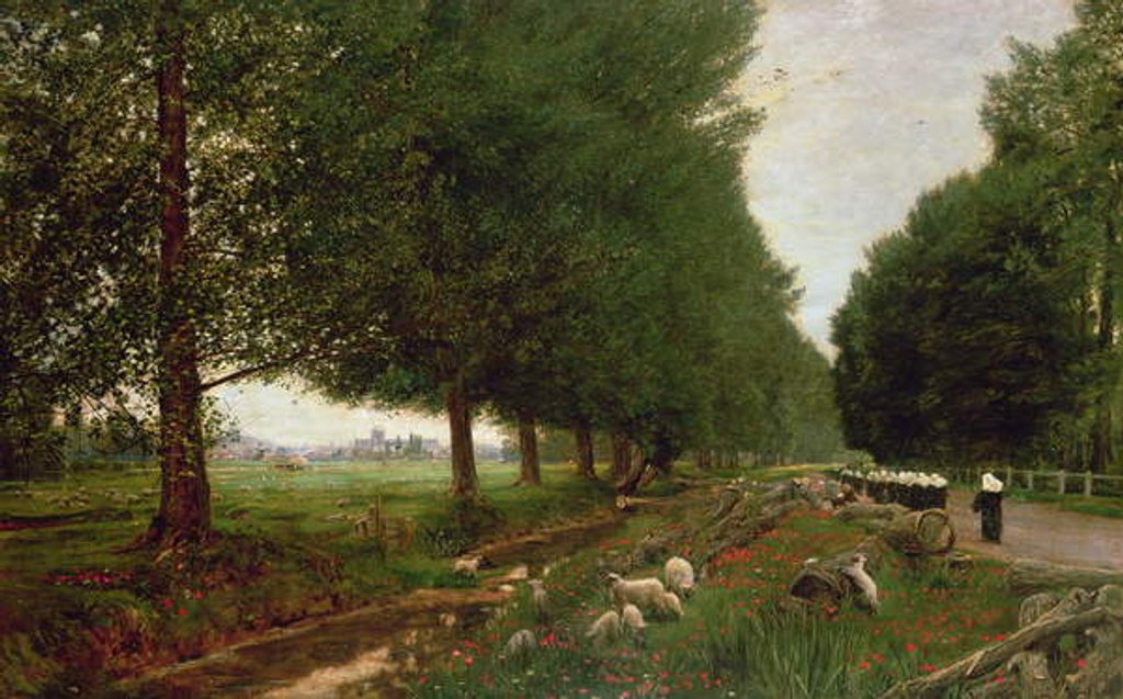 Detail of On the road to Winchester by Albert Goodwin