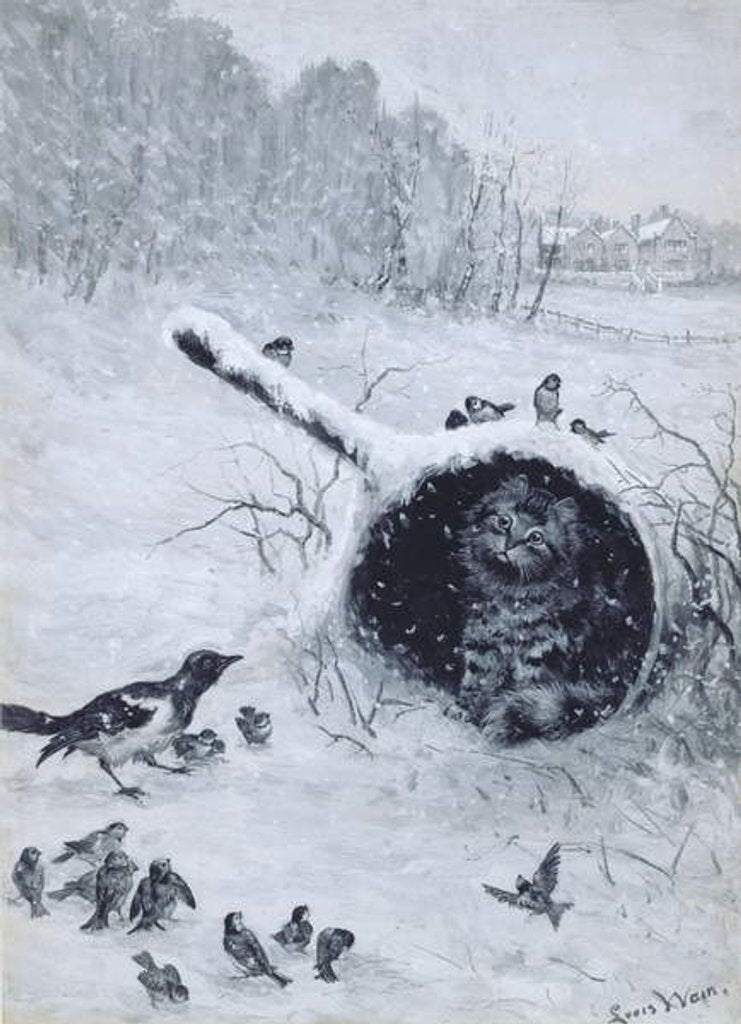 Detail of Taking shelter by Louis Wain