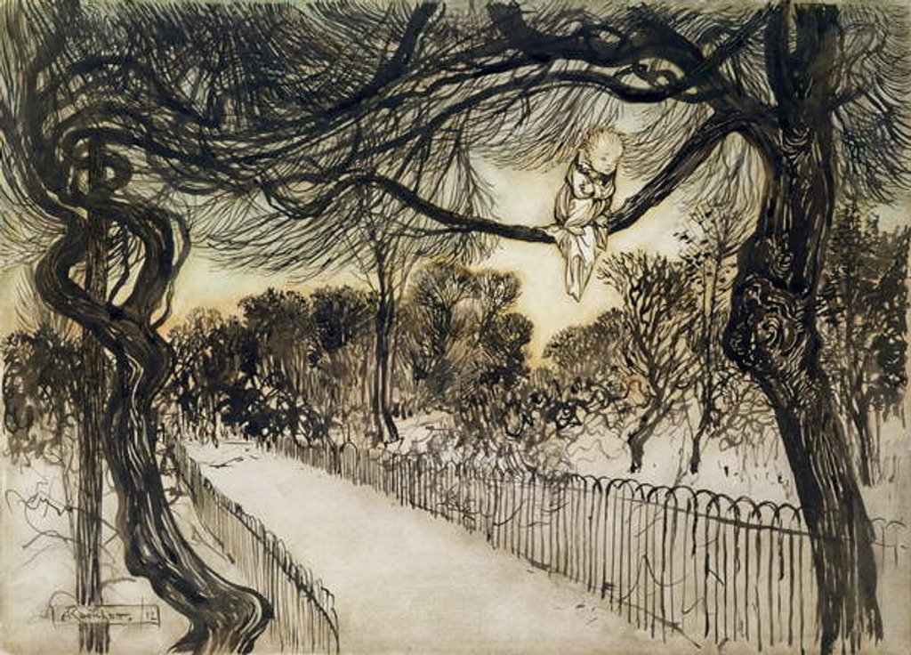 Detail of Peter Pan on a Branch, scene from 'Peter Pan in Kensington Gardens' by J.M Barrie, 1912 by Arthur Rackham