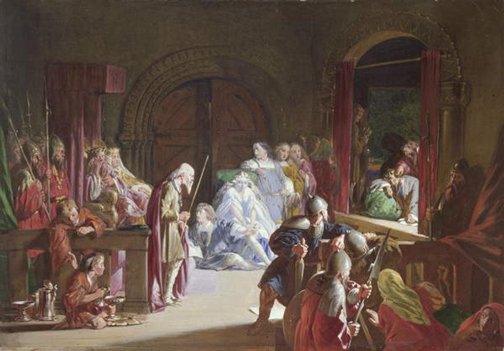 Detail of The re-enactment of the death of Hamlet's father, Act III, Scene 2 by John Gilbert