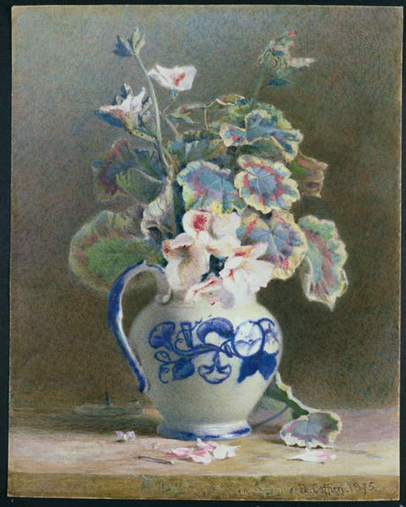 Detail of Geraniums in a China Jug, 1875 by Hector Caffieri