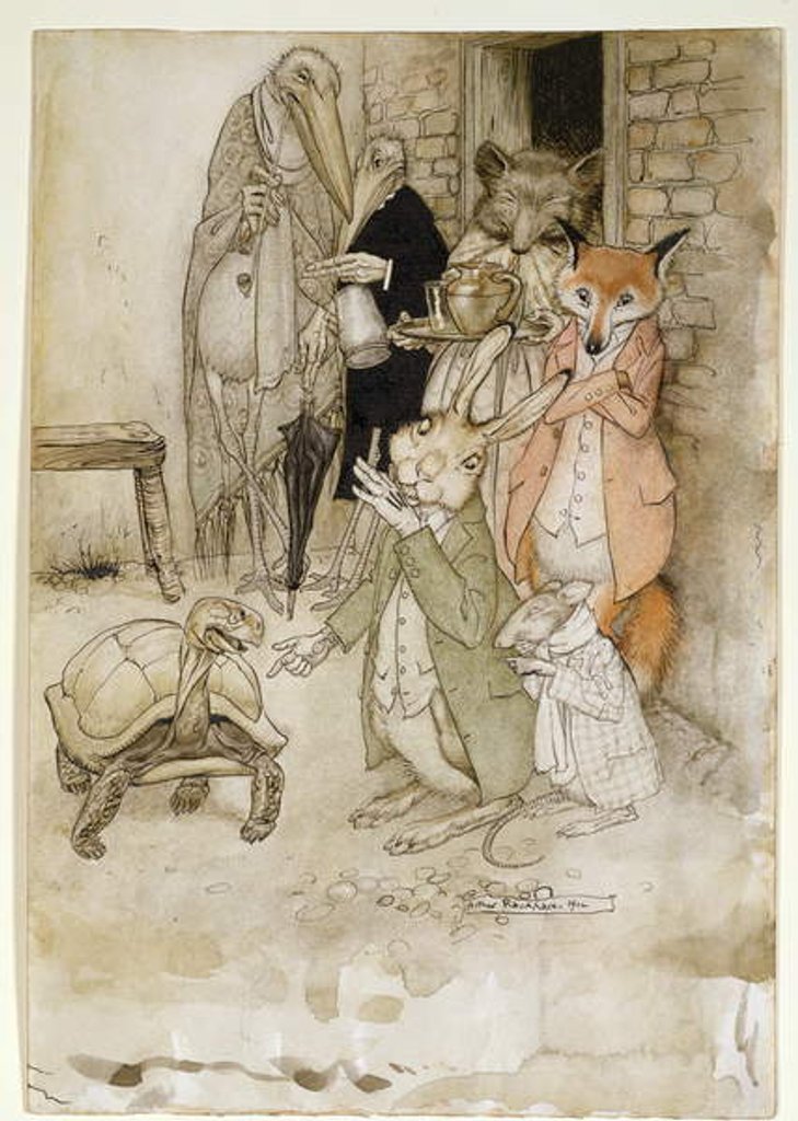 Detail of The Hare and the Tortoise by Arthur Rackham
