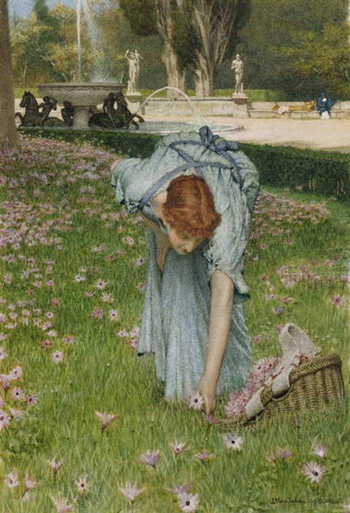 Detail of Flora - Spring in the Gardens of the Villa Borghese by Lawrence Alma-Tadema