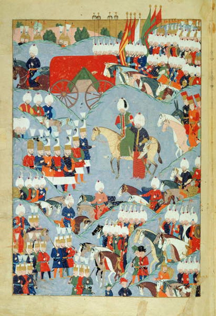 Detail of CBL T 413 fol.46a The Ailing Sultan Supported by his Vizir by Ottoman School