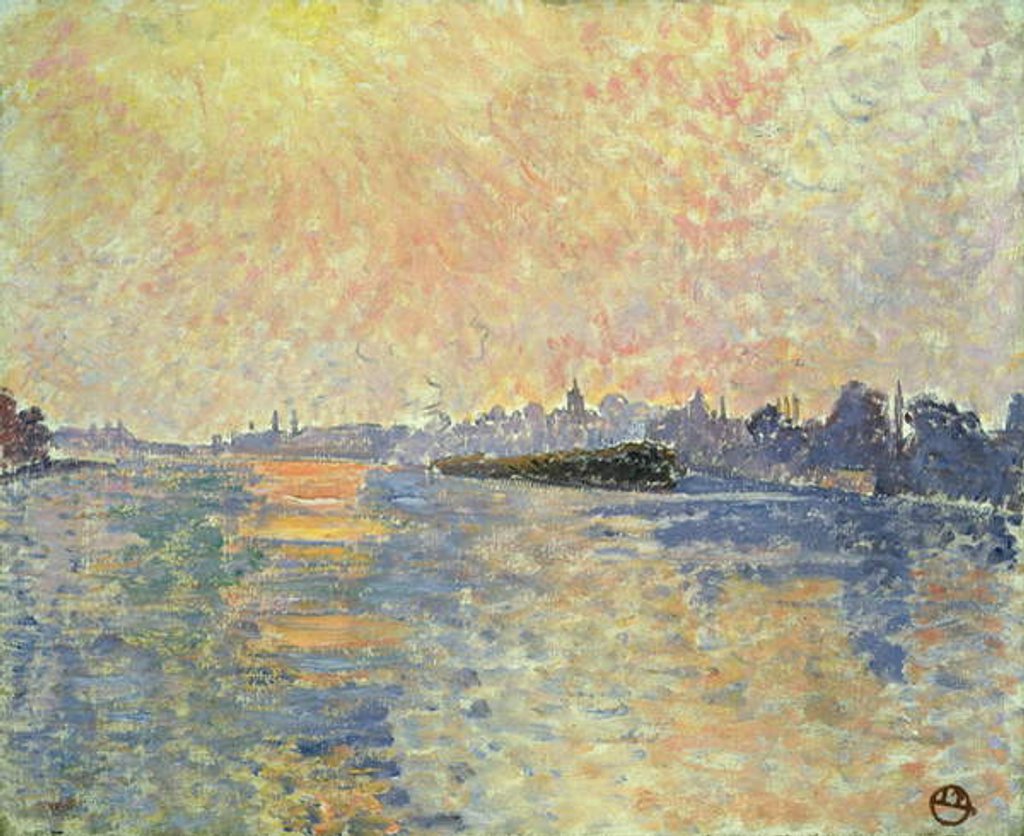 Detail of Sunset on the Thames at Chiswick by Lucien Pissarro