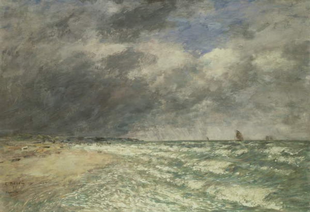Detail of Gusty Weather over the Sea, Deauville, 1895 by Eugene Louis Boudin