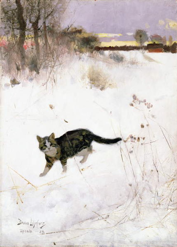 Detail of Cat Stalking over Snow, 1884 by Bruno Andreas Liljefors