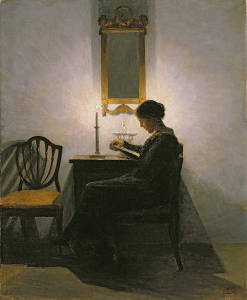 Detail of Woman rseading by Candlelight, 1908 by Peter Vilhelm Ilsted