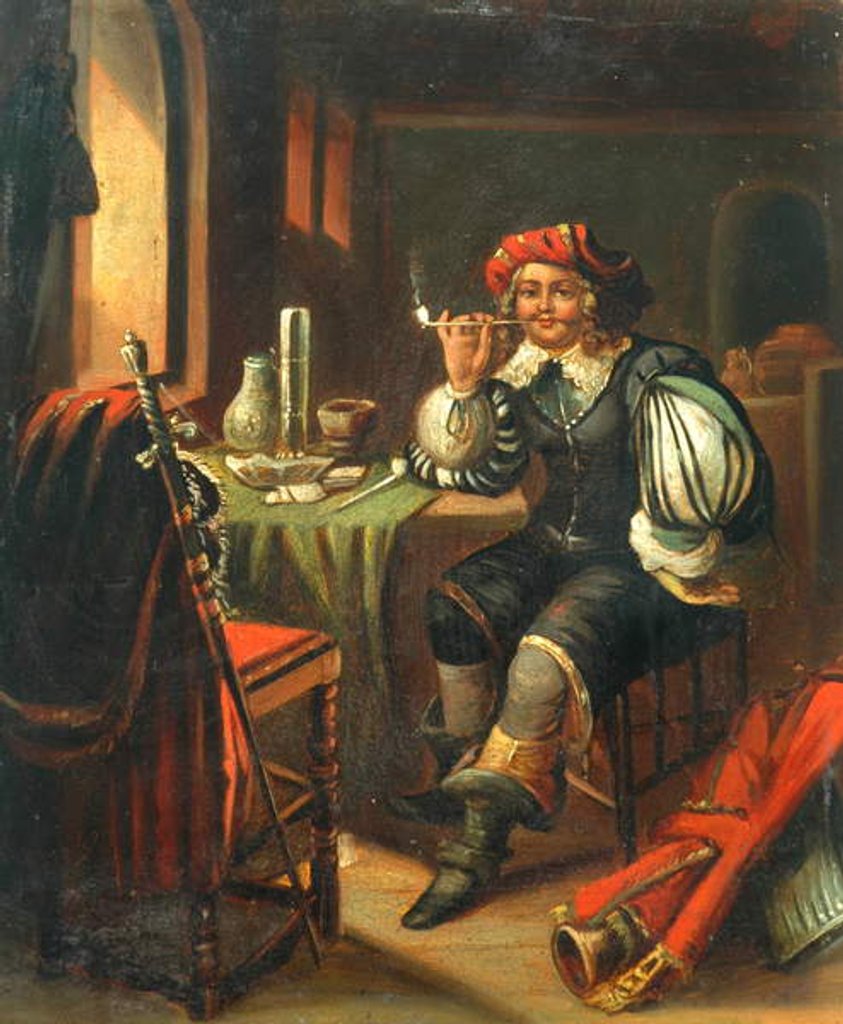 Detail of Man Smoking by Unknown Artist