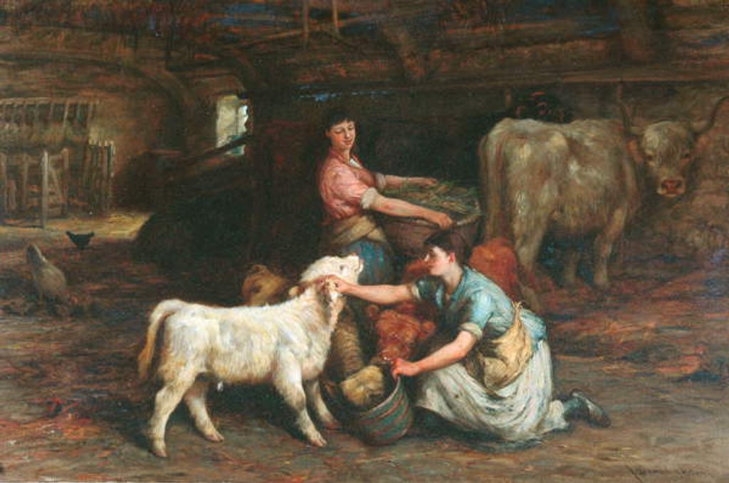 Detail of Feeding The Calves by Joseph Denovan Adam