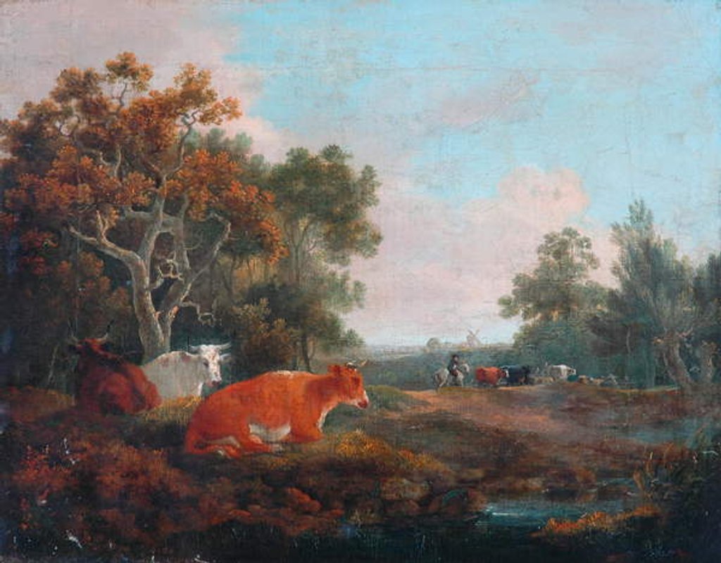 Detail of Landscape with Cattle by William Collins