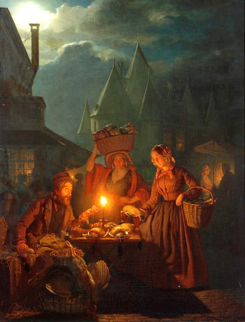 Detail of The Jews Market, 1852 by Petrus van Schendel