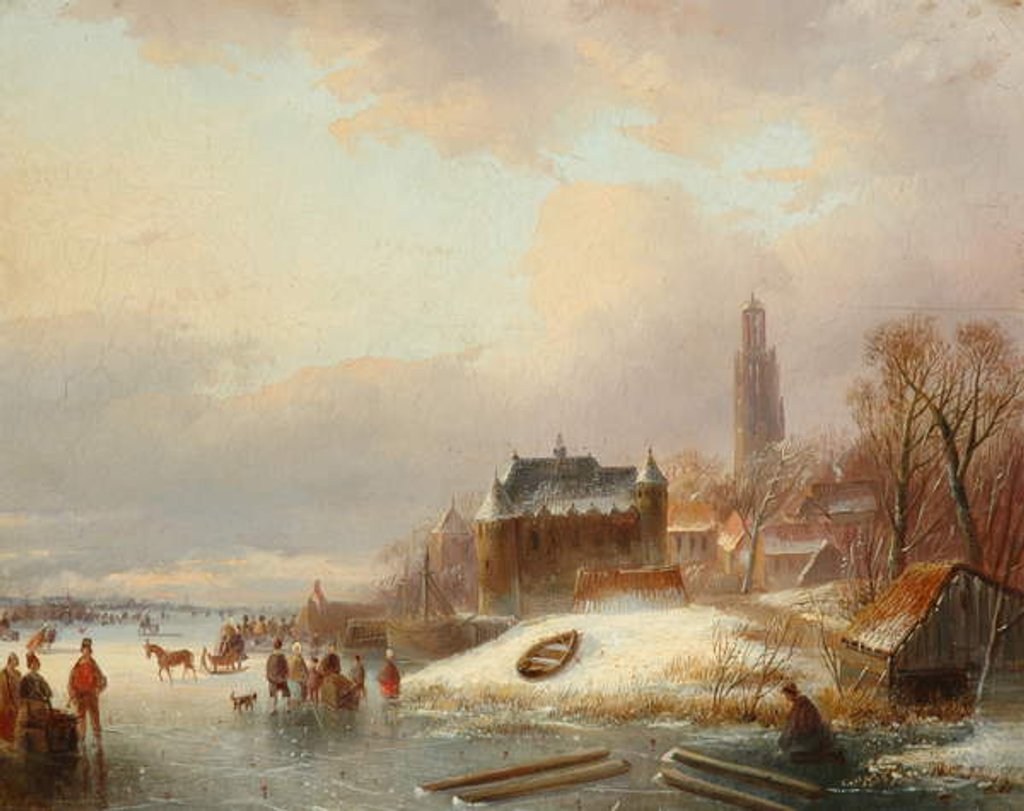 Detail of Snow Scene in Holland by Franz Xaver Winterhalter