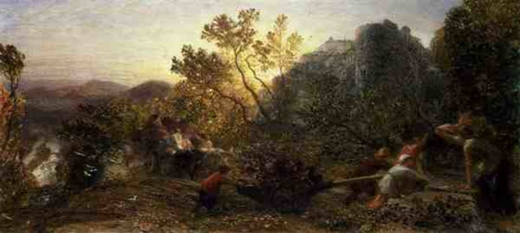 Detail of Harvest in the Vineyard, 1859 by Samuel Palmer