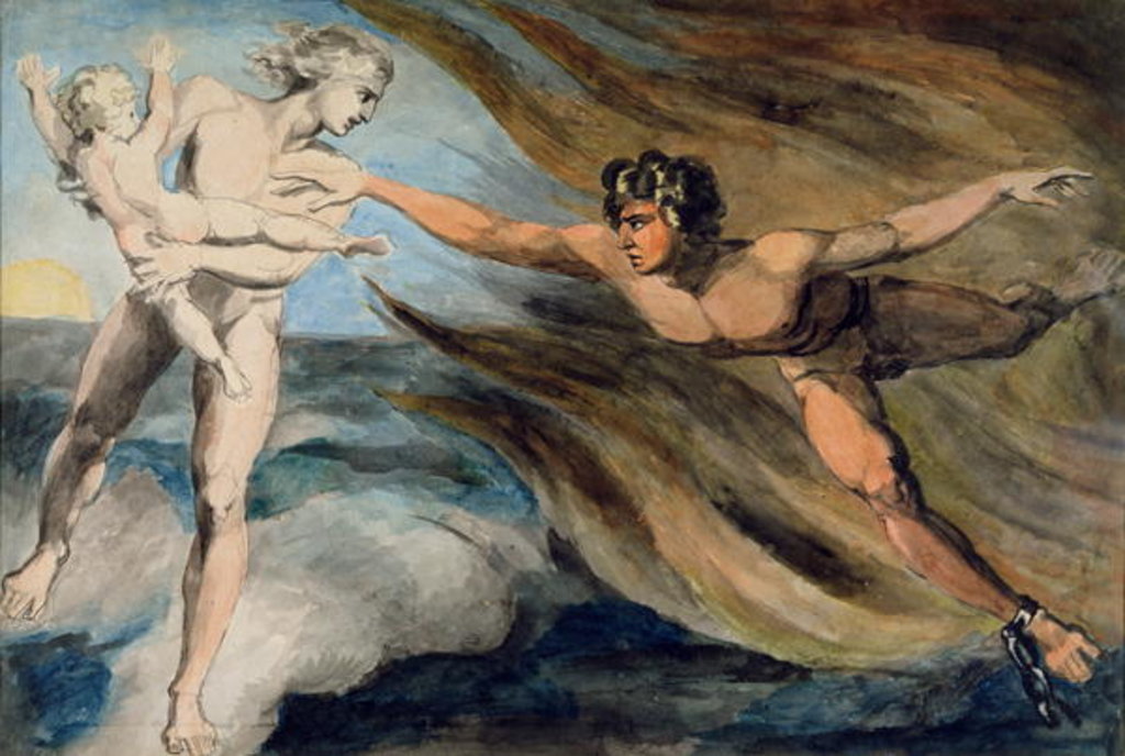 Detail of Good and Evil Angels Struggling for the Possession of a Child, c.1793-94 by William Blake